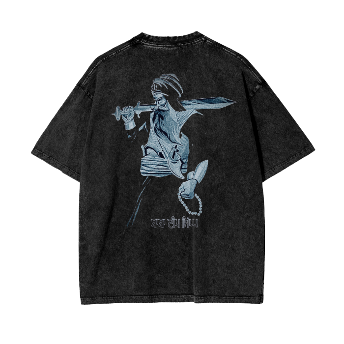 Baba Deep Singh Ji Acid Wash T-Shirt